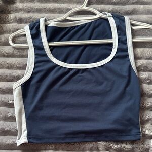 Navy Blue and White Tank Top